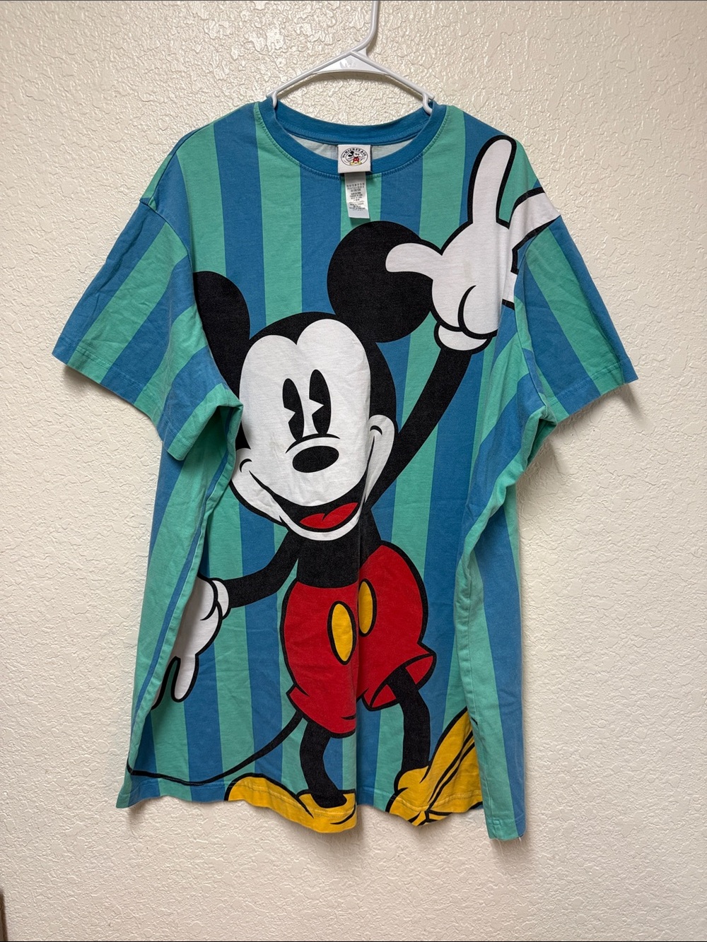 DISNEY MICKEY & CO. Mickey Mouse Graphic Tee - Teal & Blue Stripe Size 2X